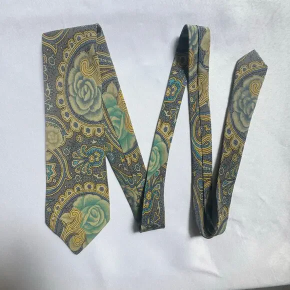 Vintage Pierre Balmain Handmade Silk Tie Paisley Floral Abstract Paris Italy EUC - Picture 2 of 6